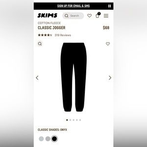 SKIMS Cotton Fleece Classic Jogger Onyx Black 2X